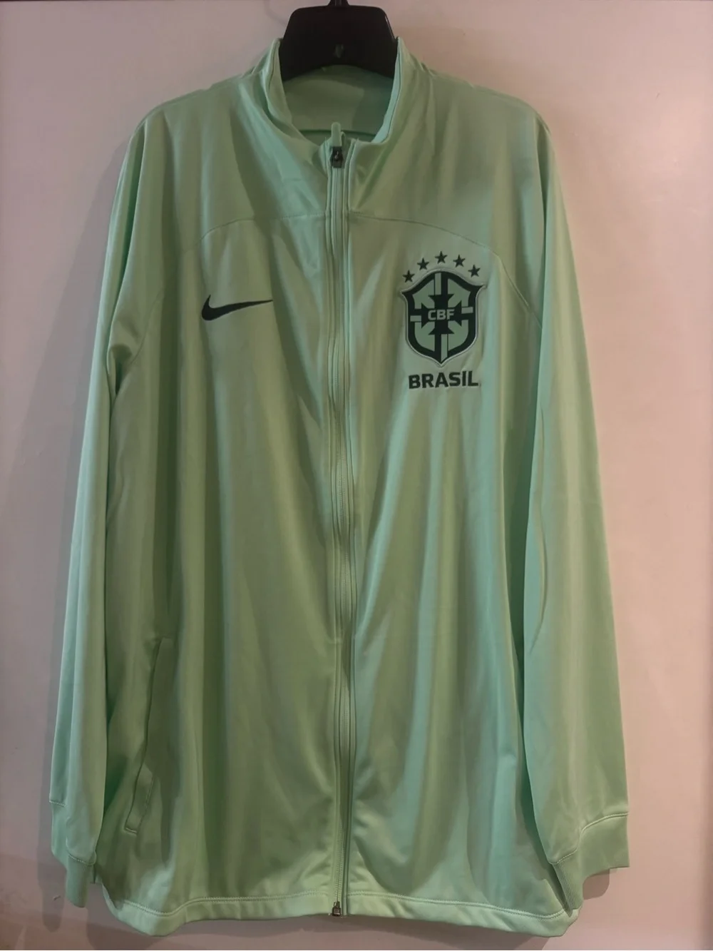 Nike Dri-Fit Knit Soccer Track Jacket Brazil Strike Green Medium DX1950-390 NWT